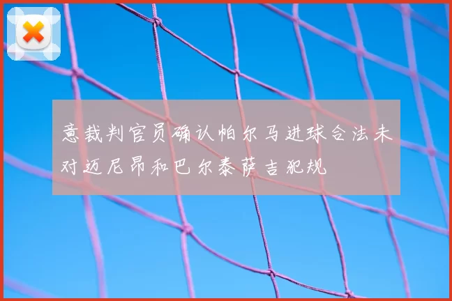 意裁判官员确认帕尔马进球合法未对迈尼昂和巴尔泰萨吉犯规
